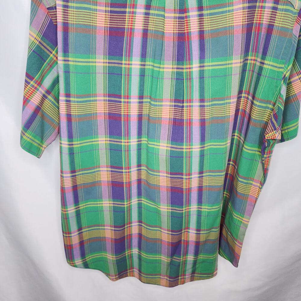 Ralph Lauren Plaid Button Front Down Short Sleeve Shirt Men XL Preppy Vintage 90 - Picture 12 of 12